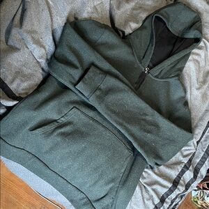 Men's Dark Green Zip-Up Hoodie Sweater